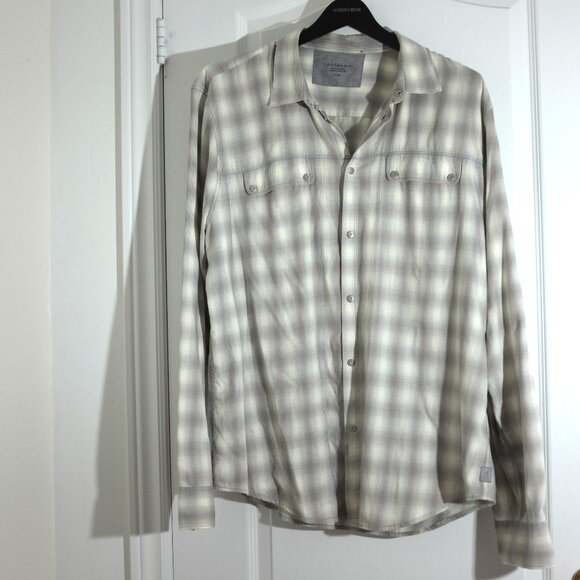 Calvin Klein Jeans plaid snap button down shirt 100% cotton XL - Picture 1 of 9